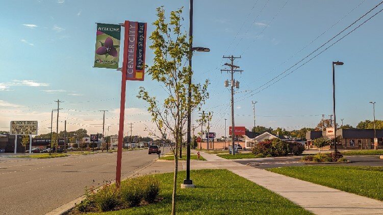 Streetscape project, Priority One, complete on South Saginaw Road.