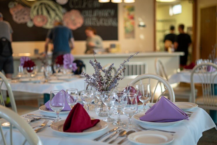 Table setting in the Culinary Arts facility.
