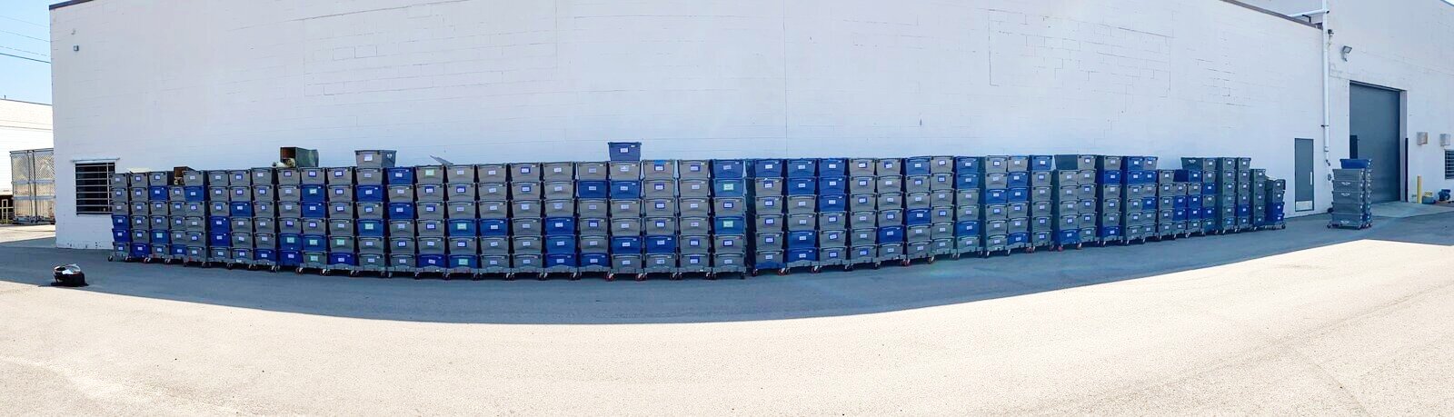 Some of the bins of materials awaiting restoration