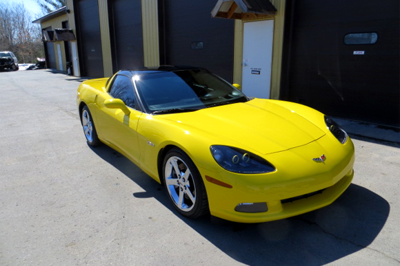A corvette that was made like-new at Sonny's Body Shop. 