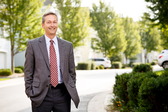 Rob Bacigalupi in front of the Midtown Development