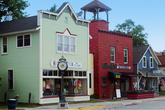 Downtown Suttons Bay, Michigan.