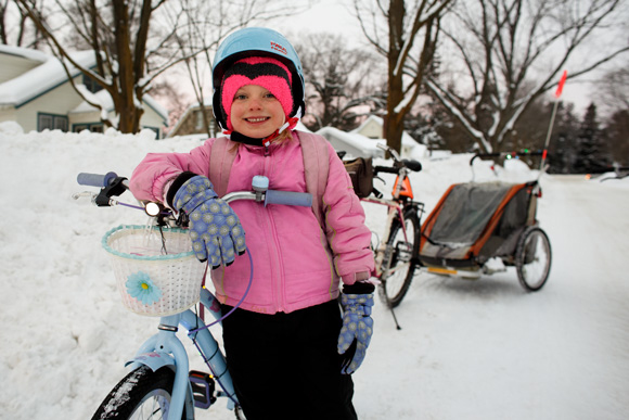 Winter biker extraordinaire Katie Clark. / Beth Price