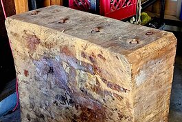 A nearly century-old butcher block from the now-shuttered Michigan Maple Block Company in Petoskey.