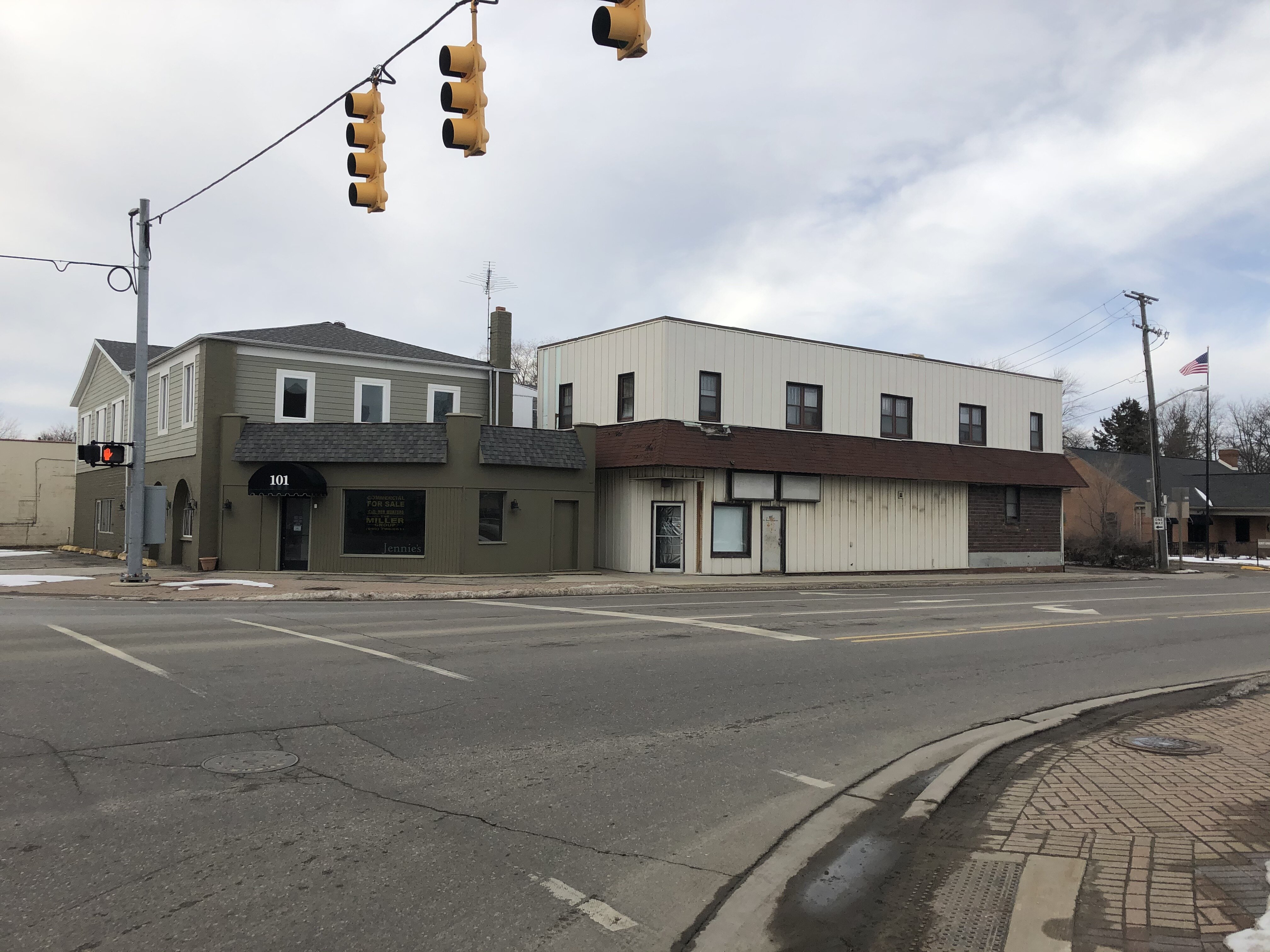 These buildings at the entrance to Bad Axe will be mostly demolished as part of the project.