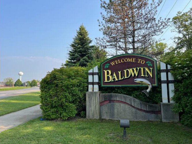 Entering Baldwin, seat of Lake County. 