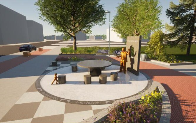 A rendering of the Benton Harbor monument, which will stand at City Center Park. 