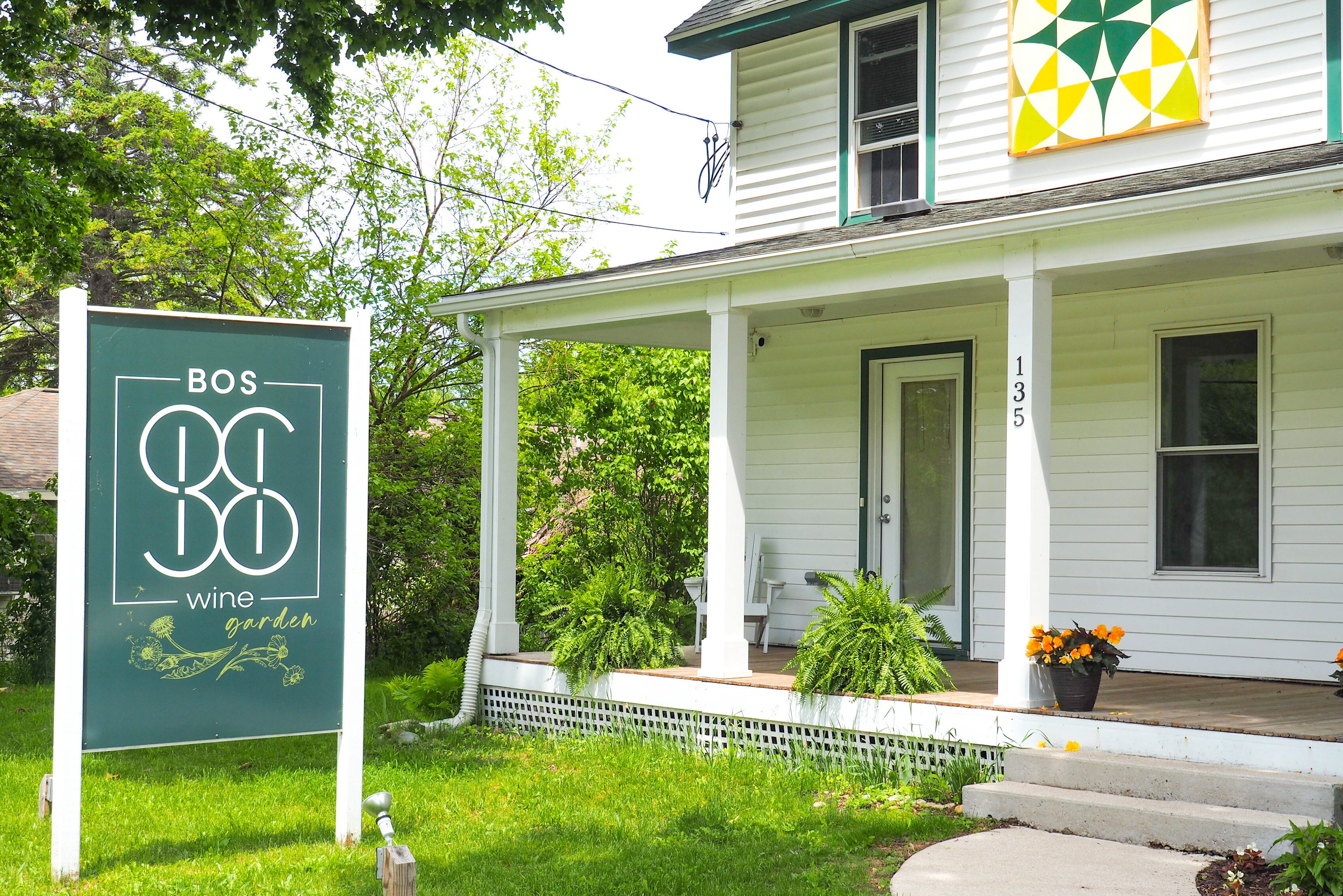 The BOS Wine tasting room and garden in Elk Rapids.