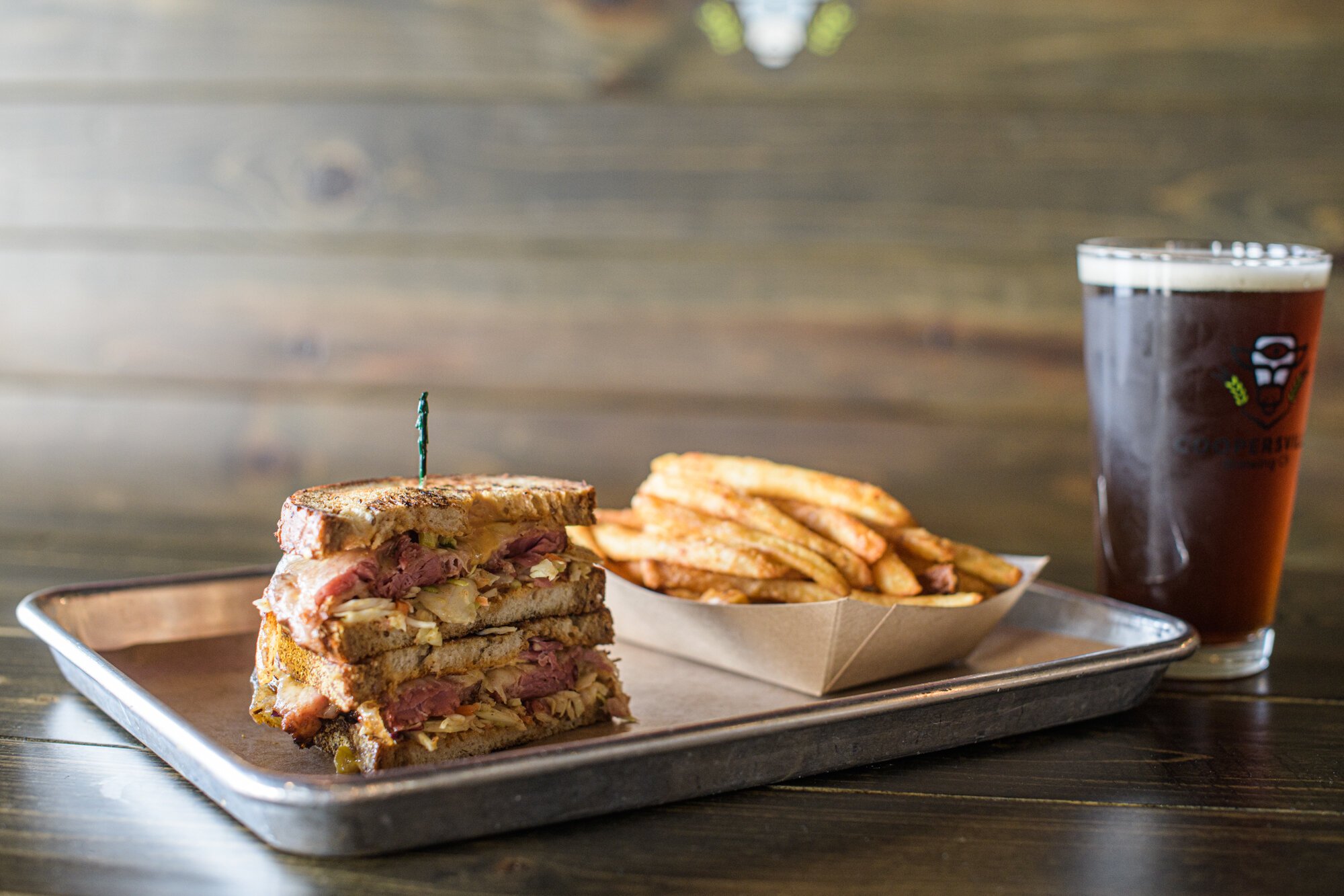 One Eyed Pete's features BBQ and sandwiches, and specials like Pete's Smoked Reuben Sandwich.