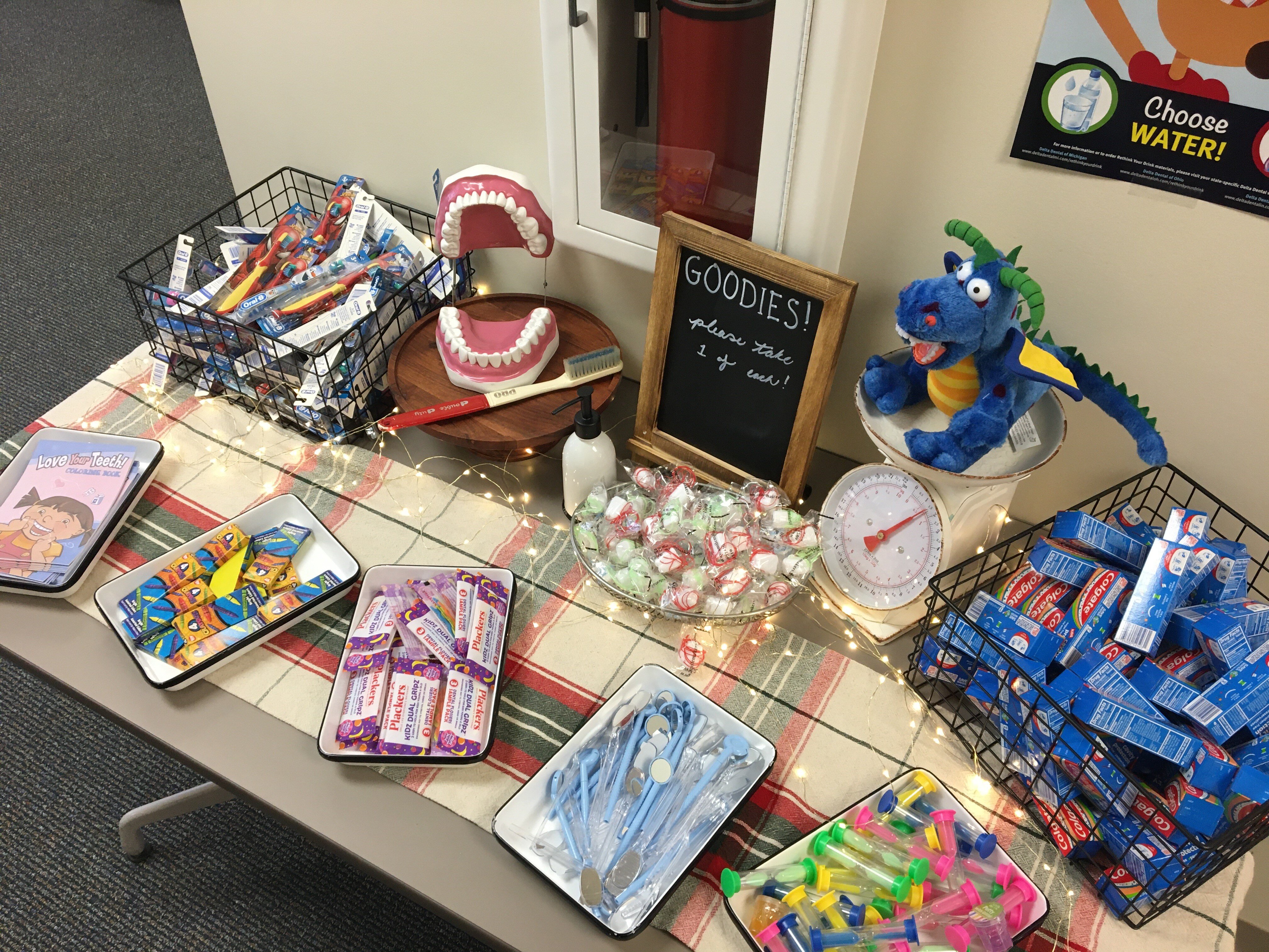 Students participating in the free dental clinic could choose from goodies.