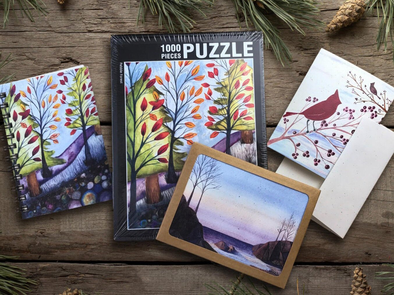 Beth Millner's nature-inspired artisan goods include puzzles and notebooks.