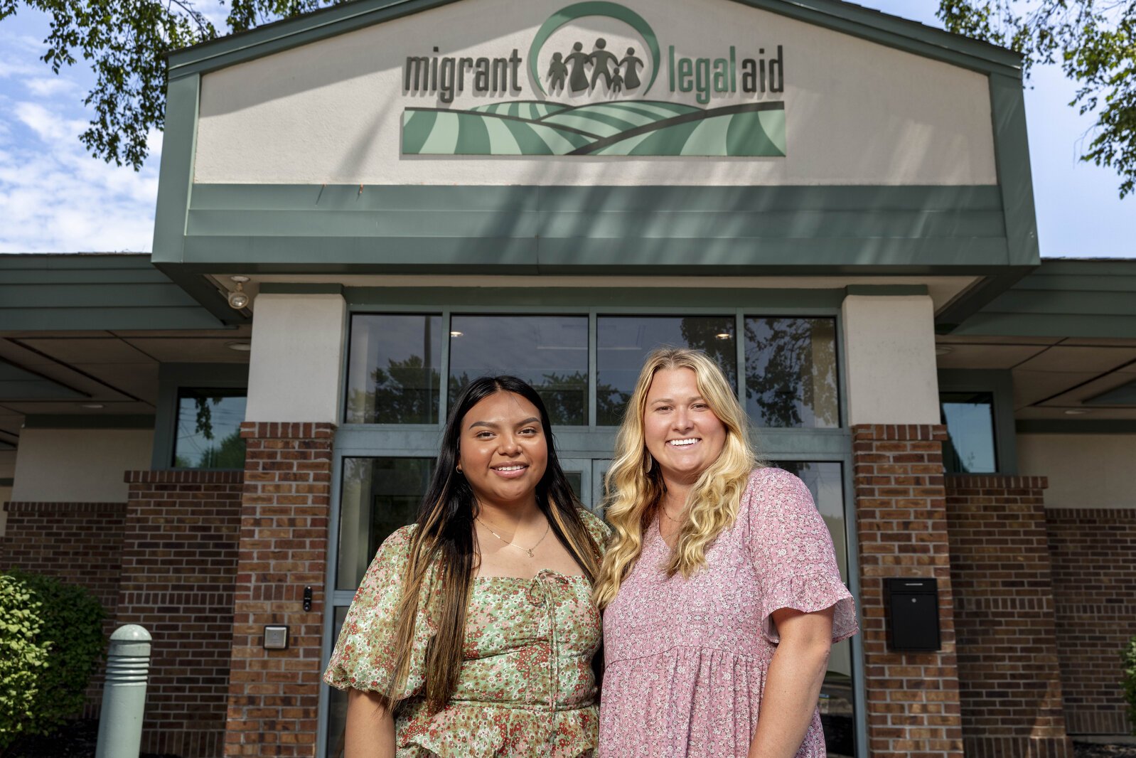 College student and former migrant worker Dilayla Martinez with Migrant Legal Aid attorney Molly Spaak.