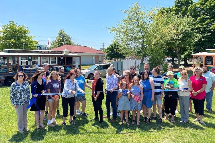 The Chinook Pier Food Truck Park officially launched with a ribbon-cutting ceremony on June 29. (City of Grand Haven)