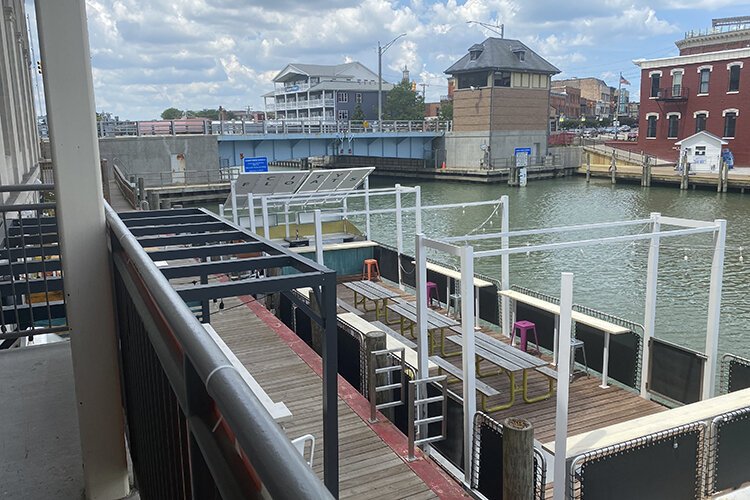 The balconies of the waterfront hotel overlooks the Black River running through downtown Port Huron.