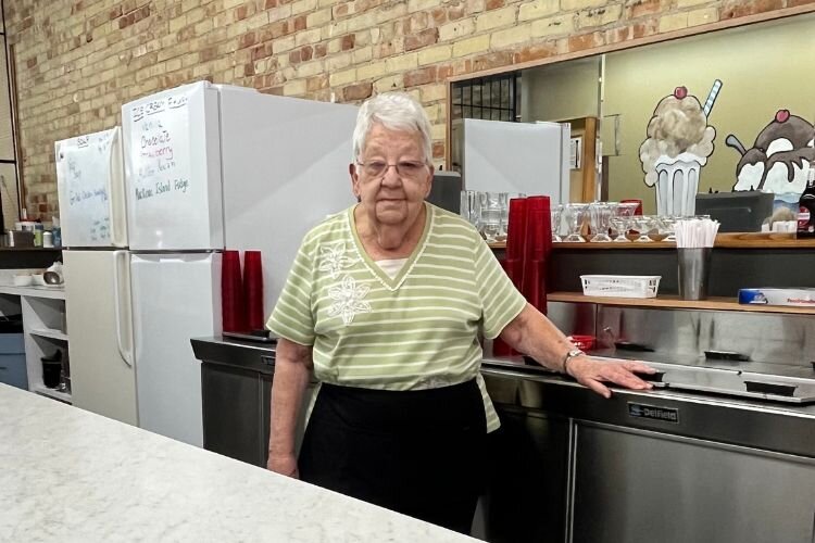 Downtown Drugs Soda Shoppe’s Agnes McDonald has lived in the Mt. Pleasant area for 87 years.