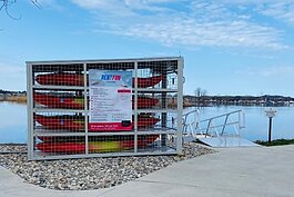 The Village of Spring Lake’s DDA invested $18,000 for an eight-unit kayak rental kiosk from Rent.Fun.