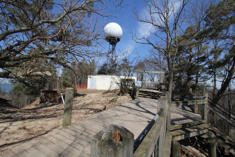 Mt. Baldhead in Saugatuck is a favorite climbing spot of tourists. The radar station at the dune's peak is now on the National Registry of Historic Places.