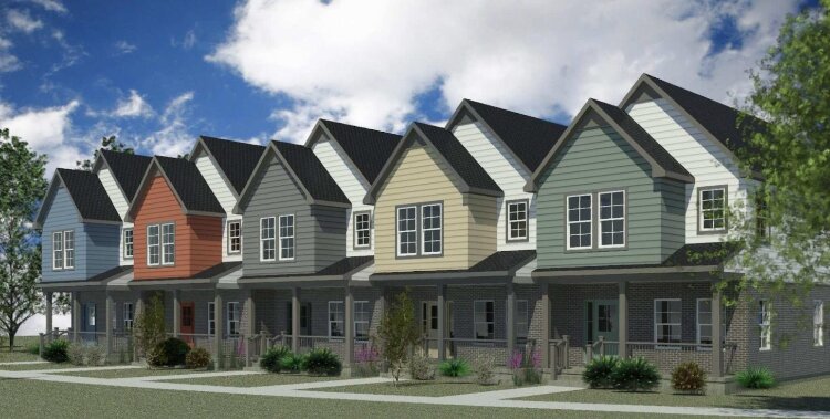A rendering of the two-story apartment building planned for Hope Church property on on 10th street. 