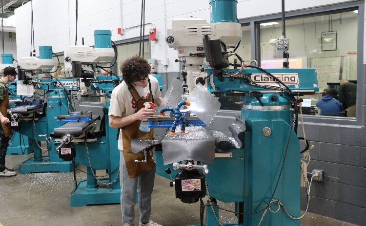 Tanner Jones is studying advanced manufacturing class at Allegan Area ESA Tech Center.