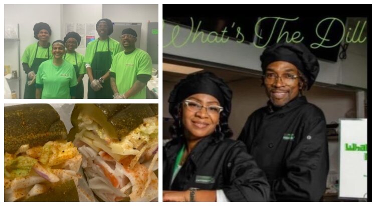 Leona and Kenny Milton subsitute dill pickles for bread in their Detroit sandwich shop, What's the Dill. 