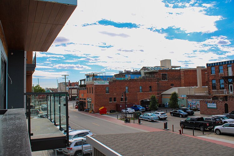 A balcony view from the lofts overlooks Michigan Street in downtown Port Huron.
