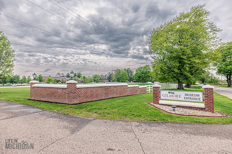 The entrance to the Gilmore Car Museum in Hickory Corners. 