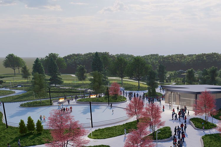 The Holland Community Ice Skating Park project will activate an underutilized section of Window on the Waterfront Park to create a ribbon-style ice skating park.