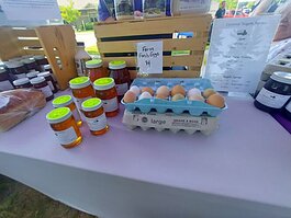 Covered Wagon Farms sells eggs, honey and other food products.