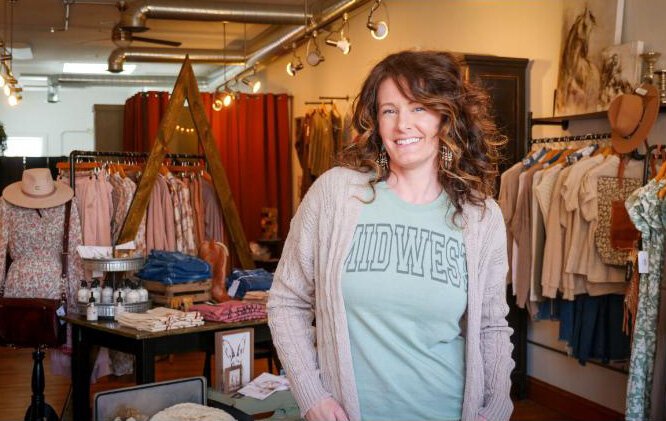Lacey Badelt is the owner of the boutique, Calla Lily Mercantile, within the historic 515 building in downtown Clare.