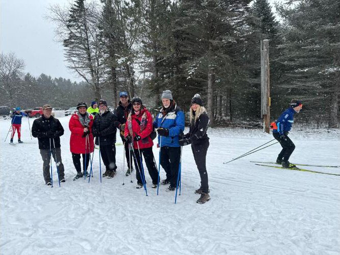 Pete Edwards shared his Nordic walking expertise with media at a recent event at Forbush Corner outside Grayling.