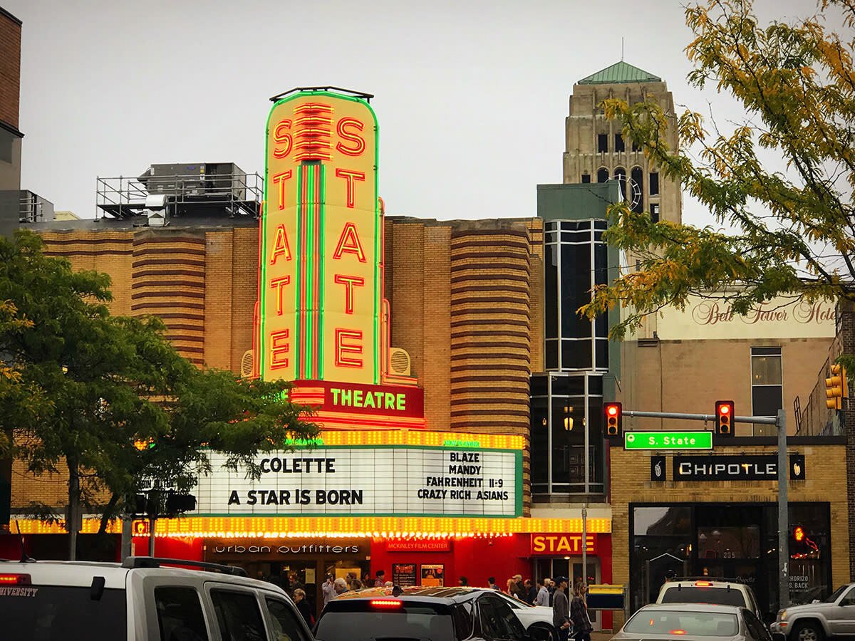 The first level of the historic State Theater in downtown Ann Arbor  houses a retail store.