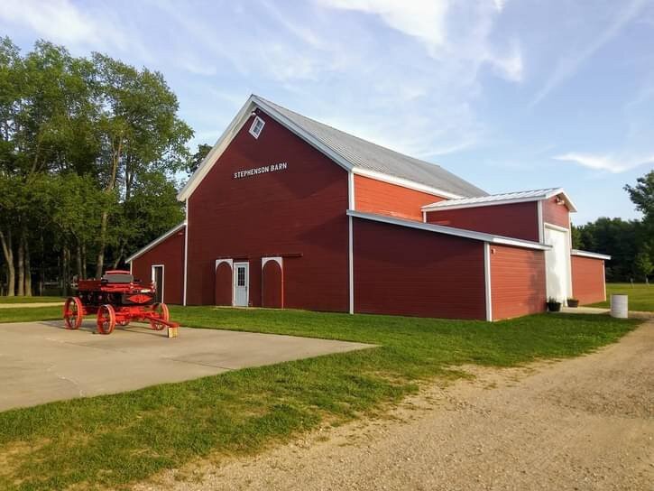The post-and-beam Stephenson Barn is part of the Michigan Flywheelers Museum in South Haven.