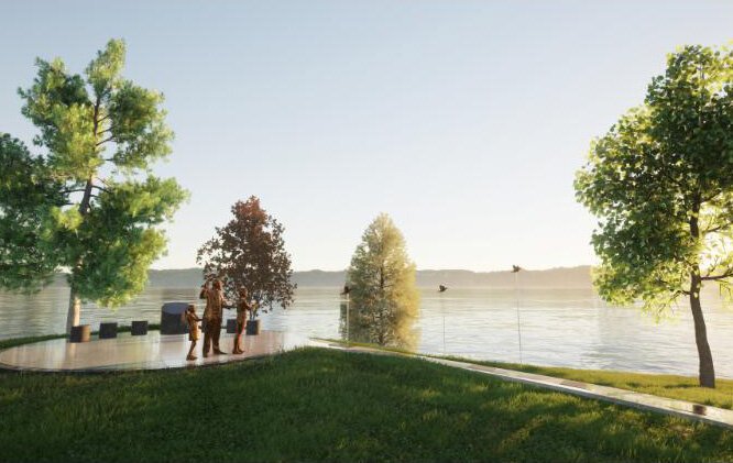 A rendering of the monument in St. Joseph, looking toward Benton Harbor.