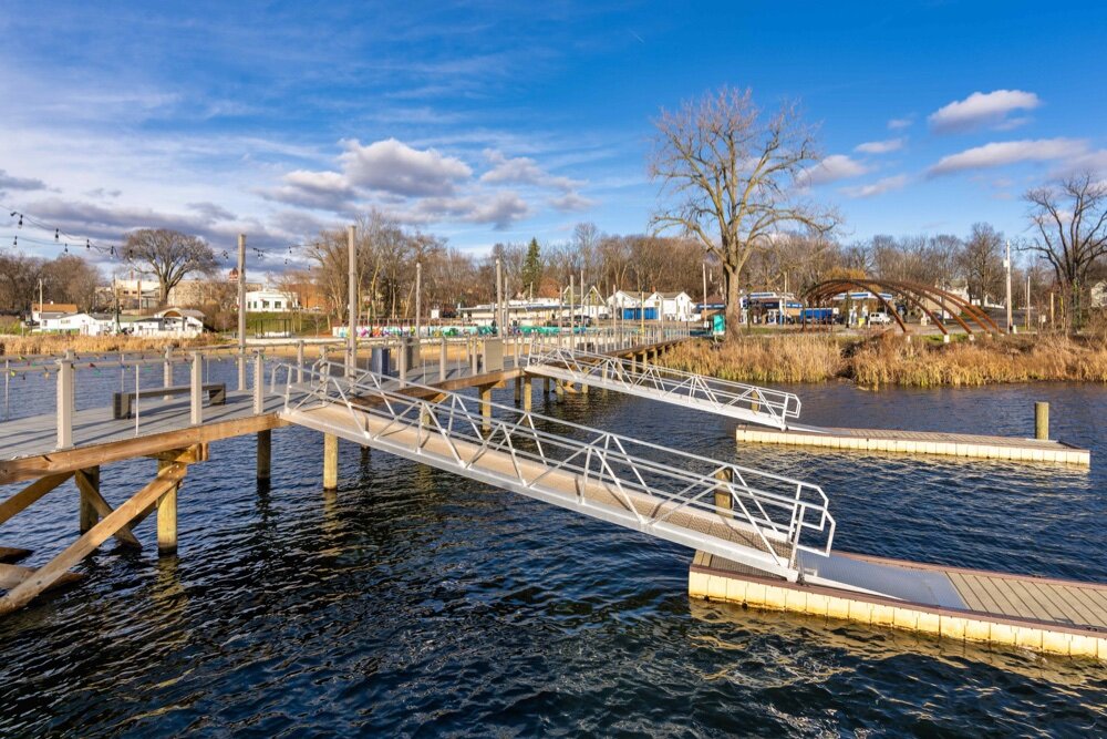 Docks on Stone Lake, part of the shoreline improvements in Cassopolis.