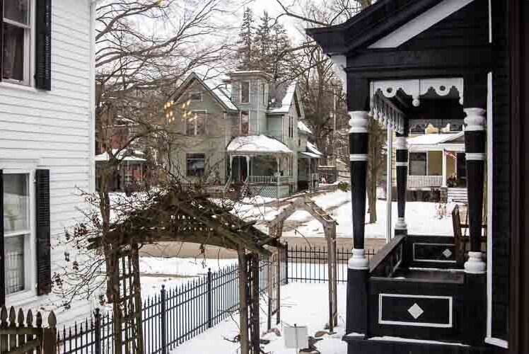 Wonderful architecture if a hallmark of the historic Stuart Neighborhood, located just west of downtown Kalamazoo. It has a lot of houses built in the late 1800s and early 1900s.