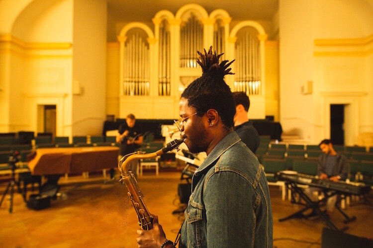 A member of Minor Element in rehearsal. The group will present a virtual concert as part of Battle Creek's Juneteenth Celebration.