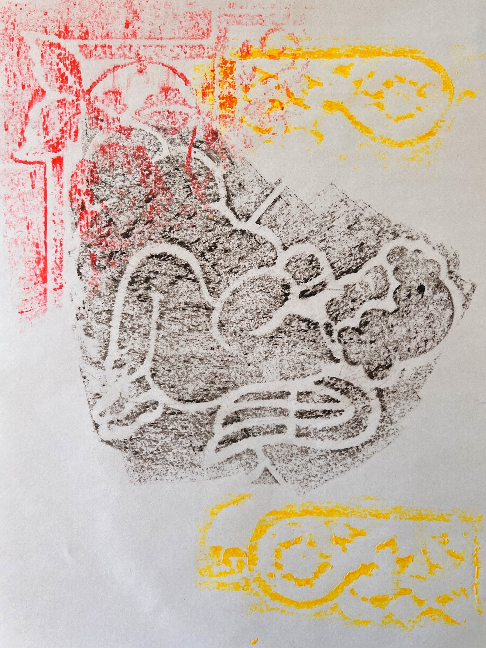 Reliefs taken with crayons from the headstones in one of Kalamazoo County’s oldest cemeteries, Comstock Cemetery.