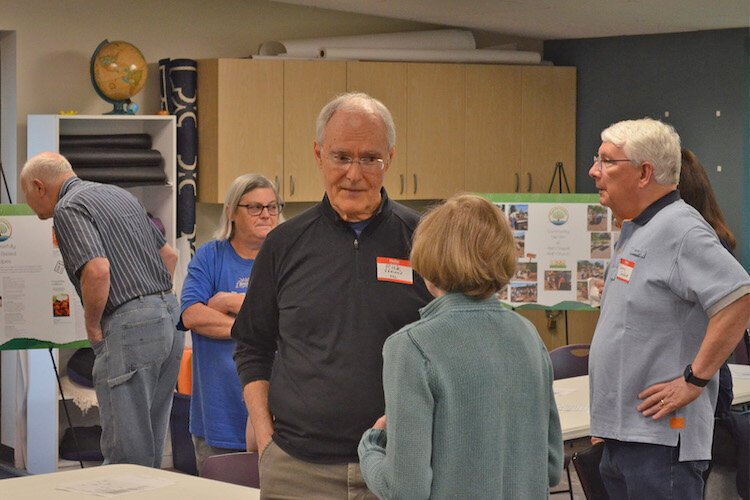 Hope for Creation members meet for an informational session at People’s Church on May 13, 2023 to talk about the environmental changes at the property, and the impacts they have made on the spaces energy use and carbon footprint
