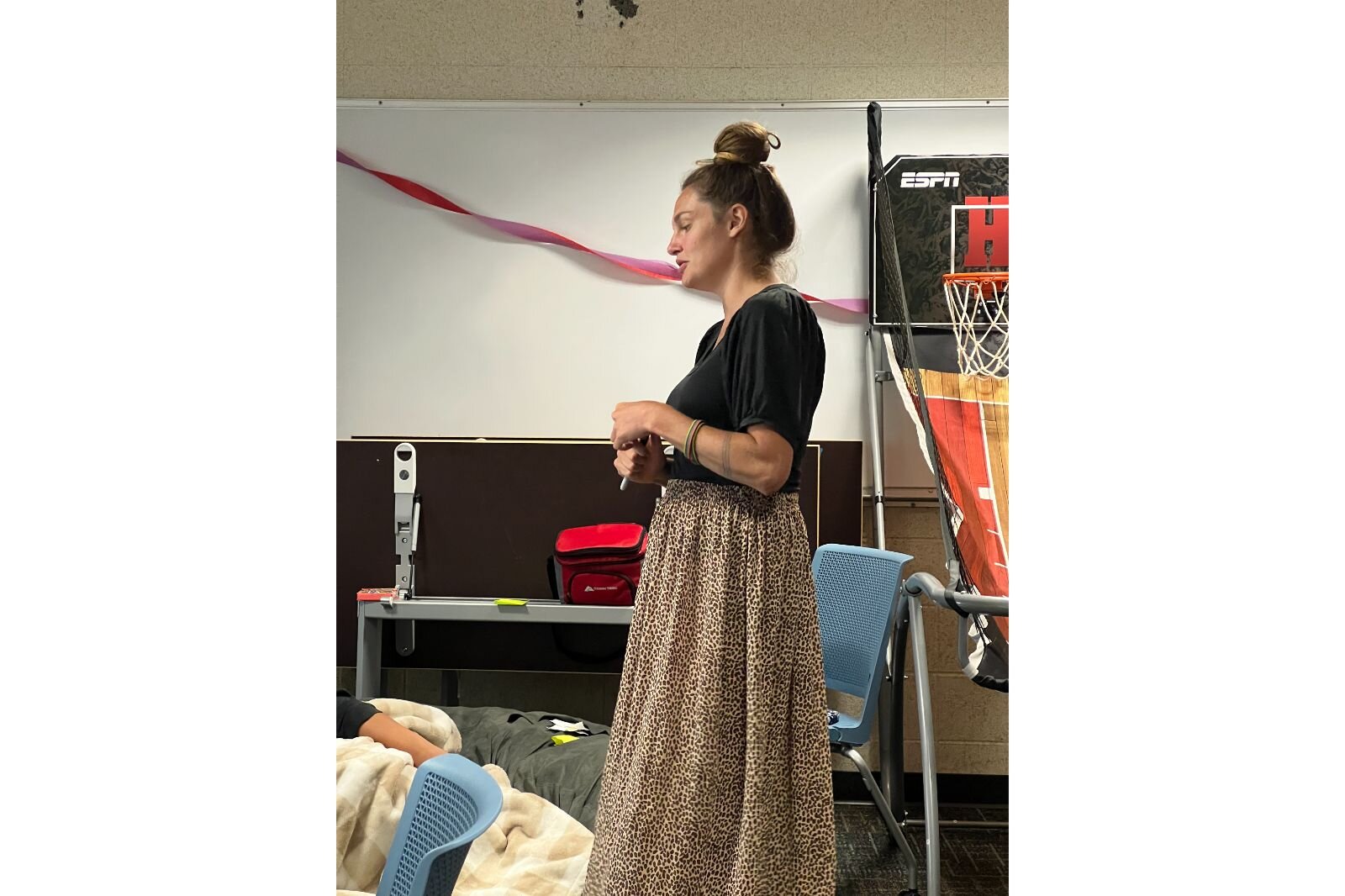 Annalee Roeder presents to the group while in session at the Western Michigan University Rec Center. 