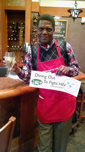 Serving at Dining Out for Life at the Field Stone Grill, an annual supporter.
