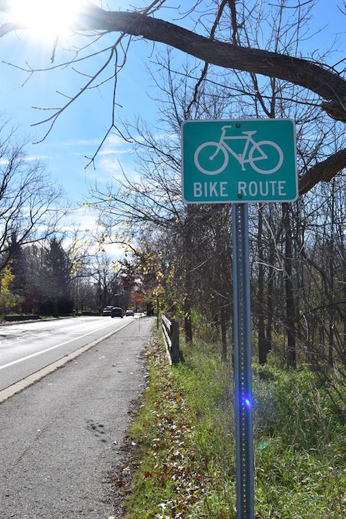 A bike route that leads to the park