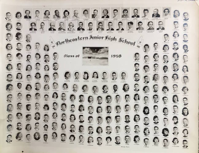This photo of the Northeastern Junior High School Class of 1958 is just one of many class photos available is just one of hundreds of photos available to see on the Facebook page or at the annual reunion.