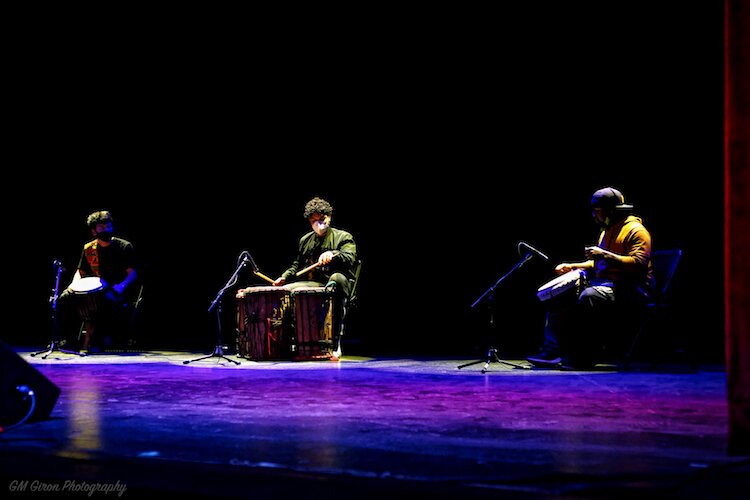 Rootead drummers practicing before the event.