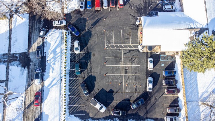 Drone view of Fresh Food Distribution just before Thanksgiving, 2022.