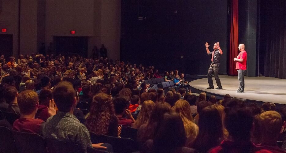 Onstage at Portage Northern High School in 2015.