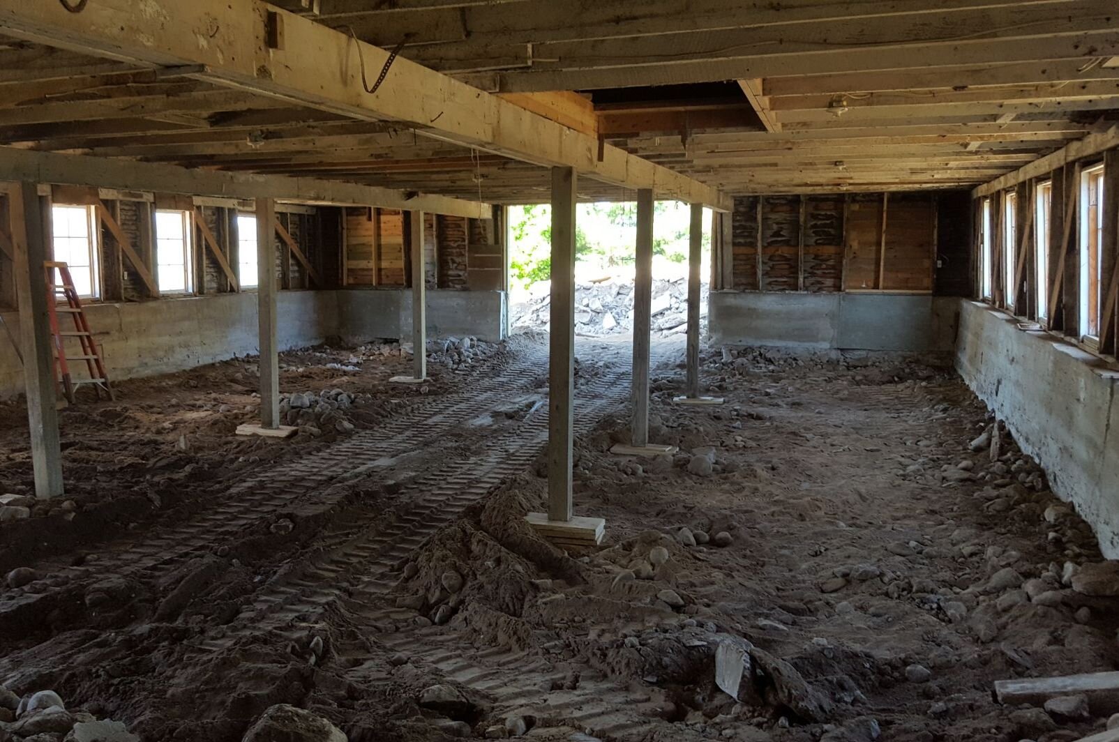 The multi level dairy barn floor is being removed. 