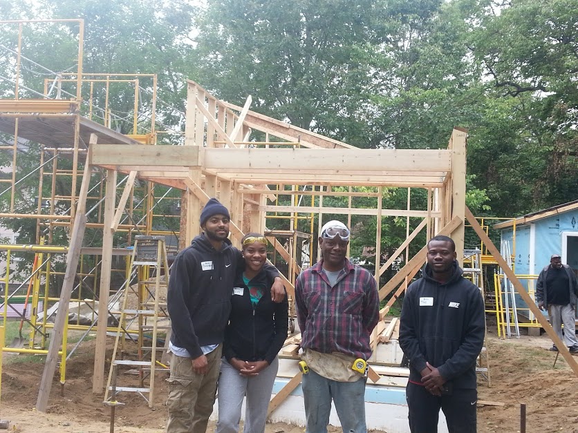Ben Brown and other volunteer builders helped construct the frame of Brown's tiny house.
