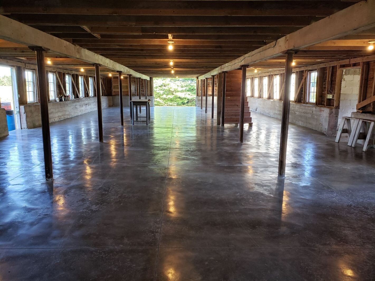 A photo of the barn after renovations are well underway.