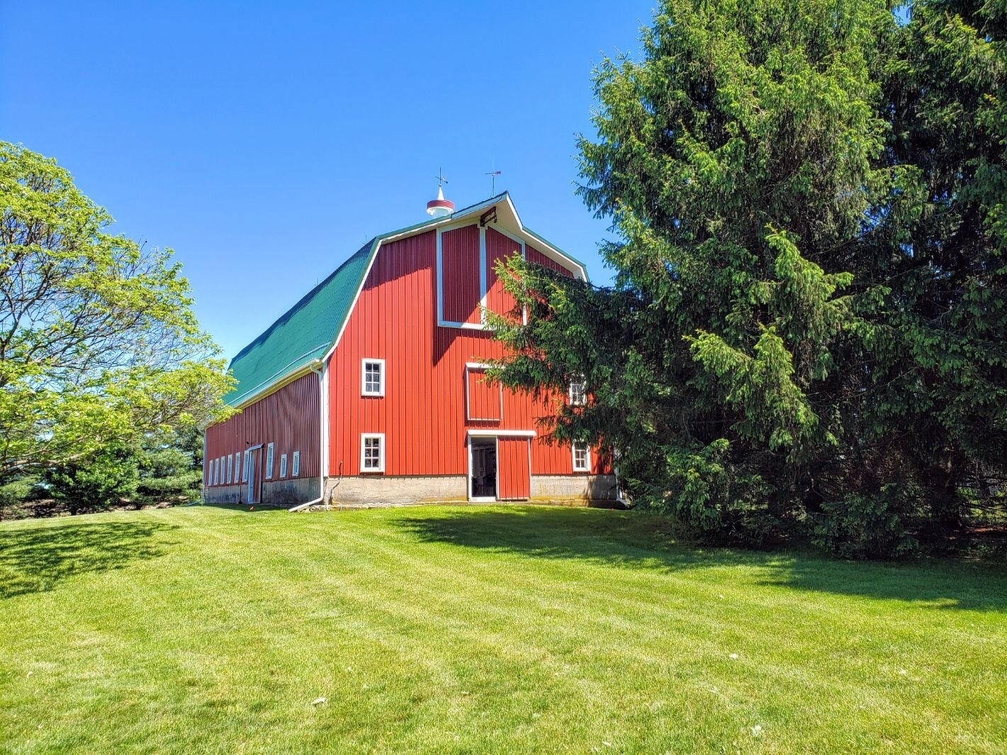 The barn had to be straightened and cabled so it would not move as it had in the past.