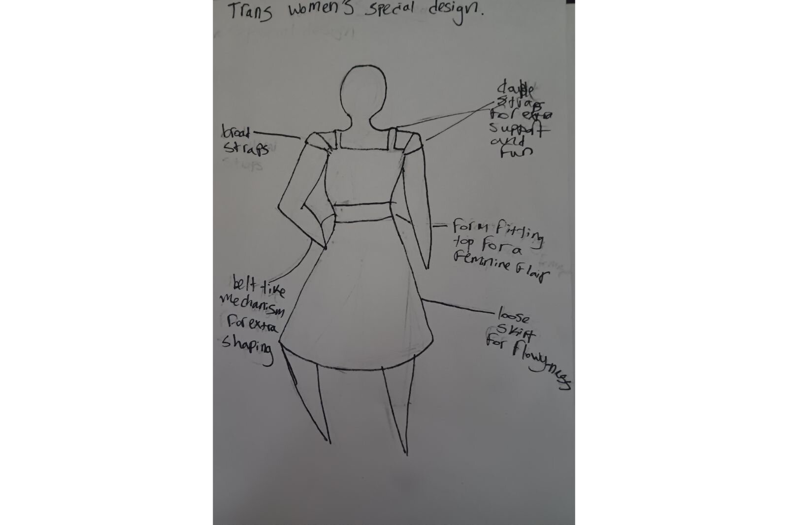 This trans woman dress was designed by Lila McCarthy to fit different body types.
